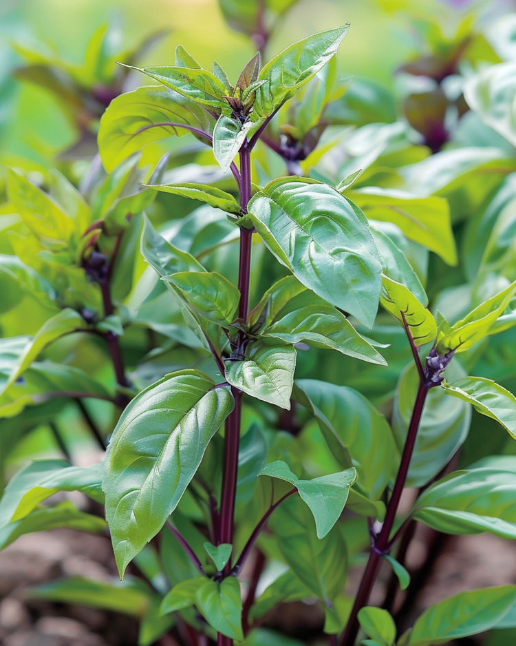 Sweet Basil Siam Queen (Ocimum basilicum) grown from seed