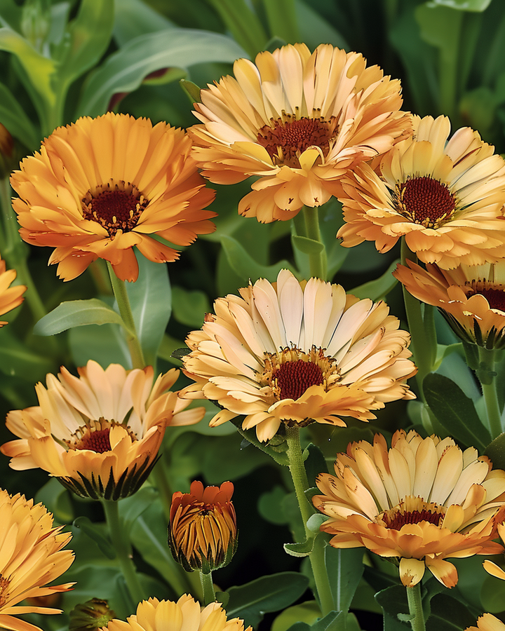 Calendula Officinalis Touch Of Red Buff Calendula Seeds Annual Flowers