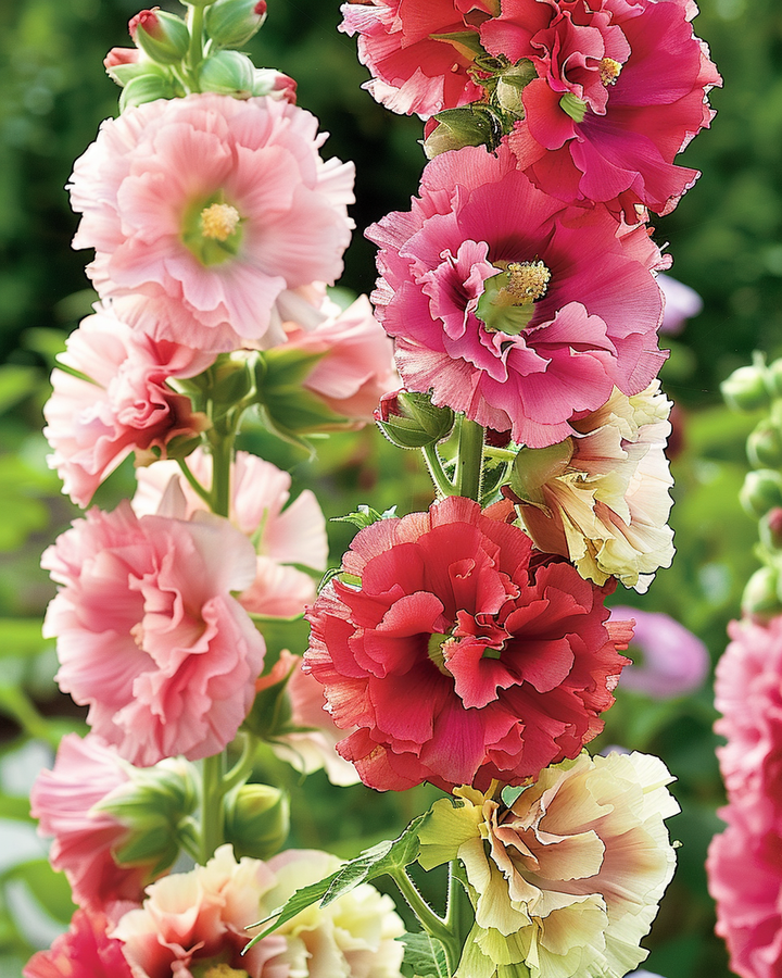 Hollyhock Seeds Alcea Rosea Summer Carnival Double Flowers