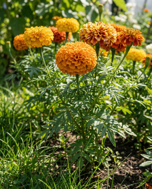 African Marigold Seeds Organic Tagetes Erecta Annual Sunset Giants Mixed
