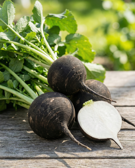 Spanish Black Round Winter Radish Seeds Organic Raphanus Sativus Annual