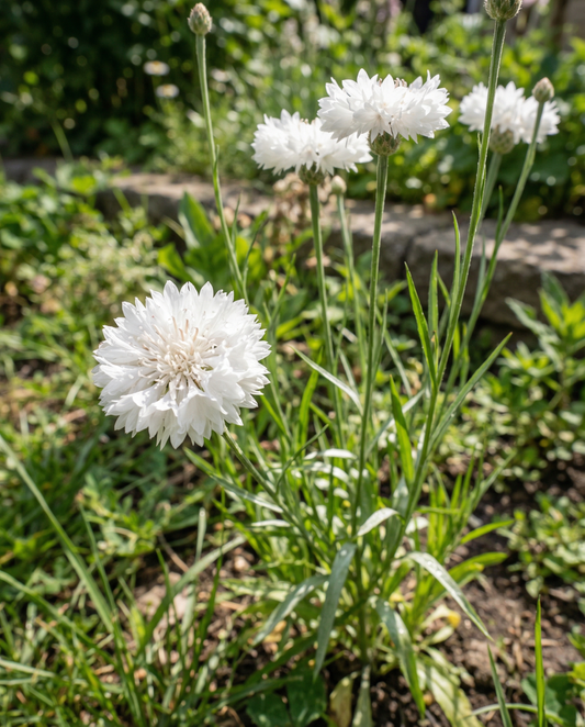 Cornflower White Ball Seeds Centaurea Cyanus Annual Flower