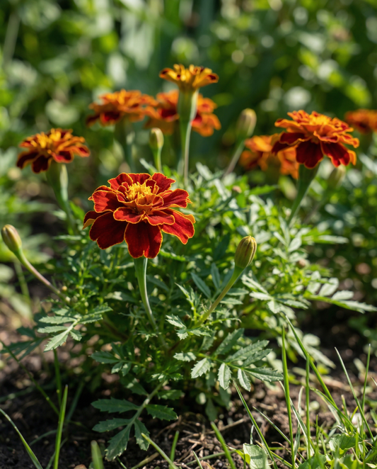 French Marigold Seeds Carmen Tagetes Patula Annual Flower Variety