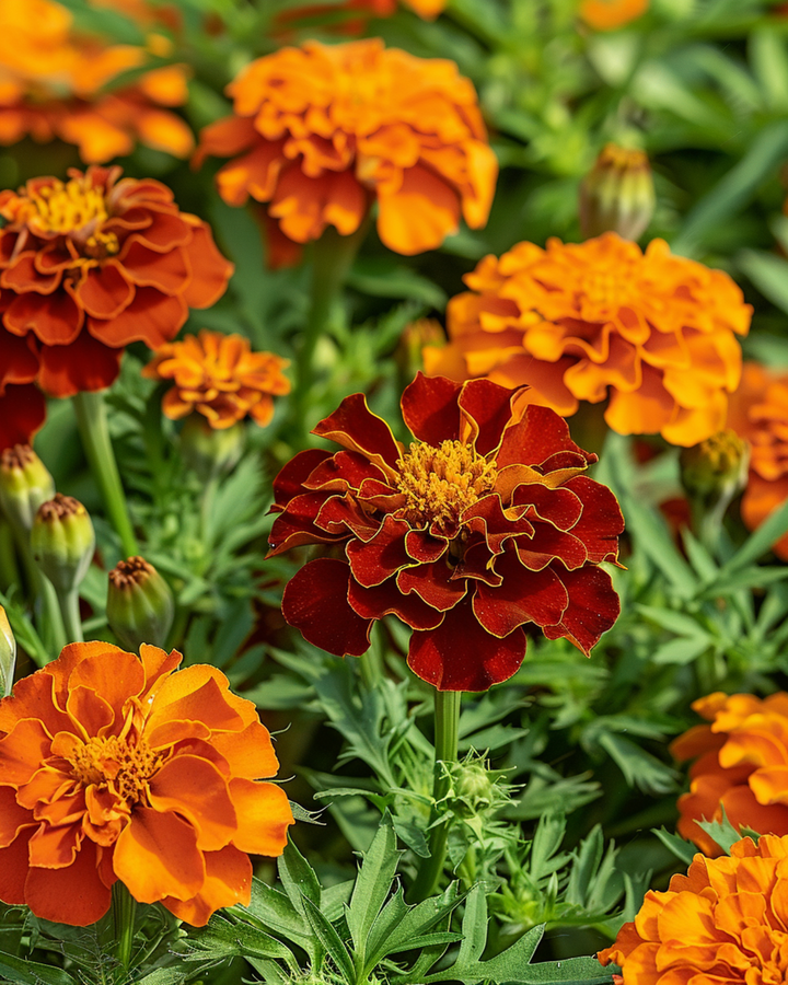 French Marigold Seeds Carmen Tagetes Patula Annual Flower Variety