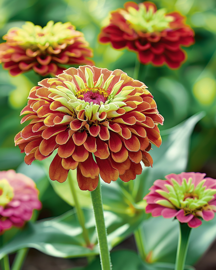 Zinnia Queeny Red Lime Seeds Zinnia Elegans Annual