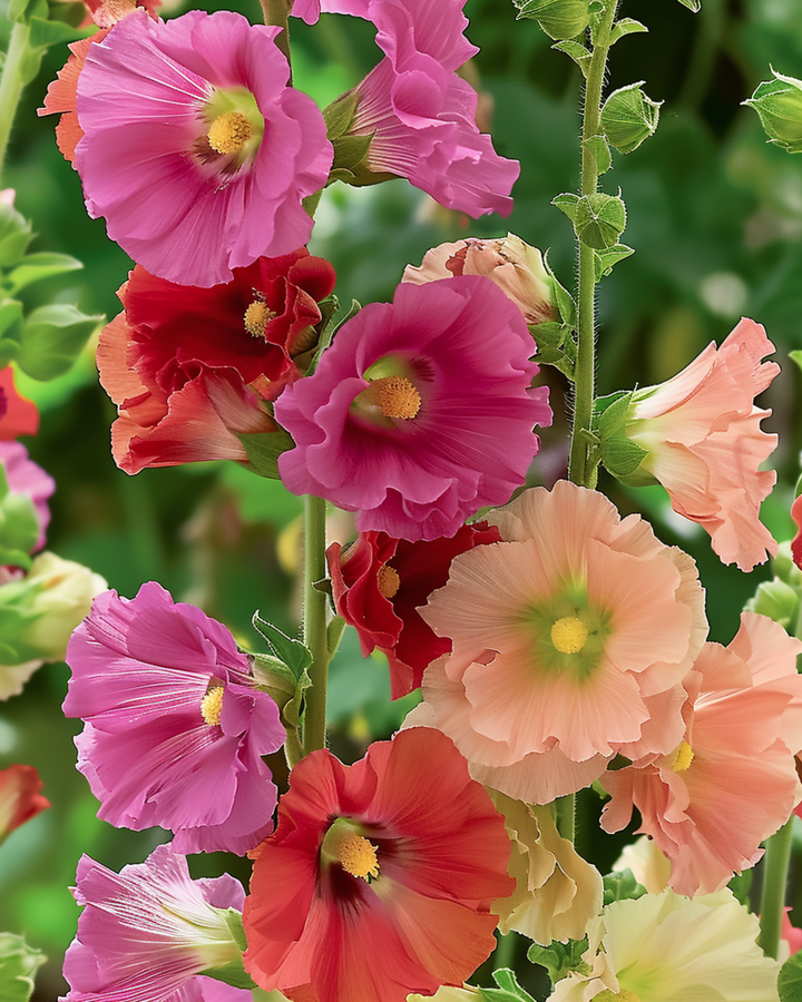 Hollyhock Seeds Antwerp Stars Mix Alcea Rosea Biennial