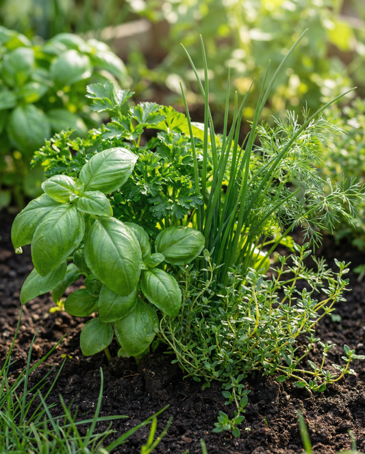 Mixture Of Herbs Seeds Annual Basil Parsley Chive Dill Thyme