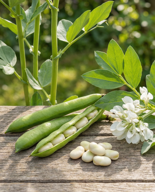 Broad Bean Seeds Threefold White Vicia Faba Annual Variety