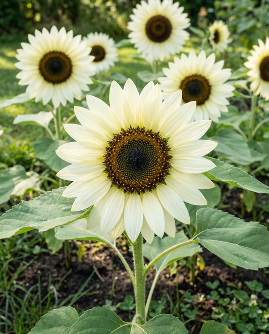 Sunflower Seeds White Moon F1 Helianthus Annuus Annual Flower