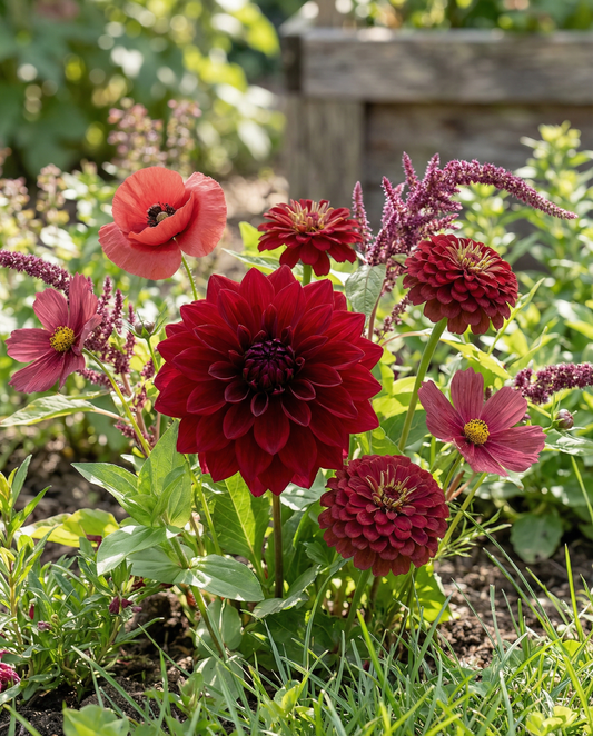 Summerflowers Seeds Vintage Red Annual Flower Mix Bouquet Collection
