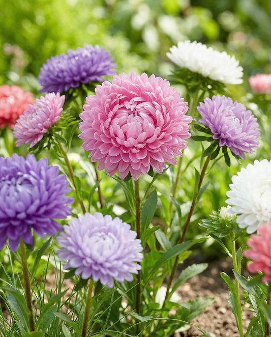 Aster Seeds Callistephus Chinensis Paeony Flowered Mixed Annual