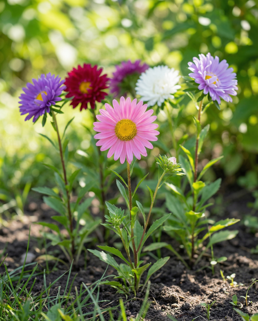 Aster Mixed Seeds Callistephus Chinensis Annual Single Flowered Mix