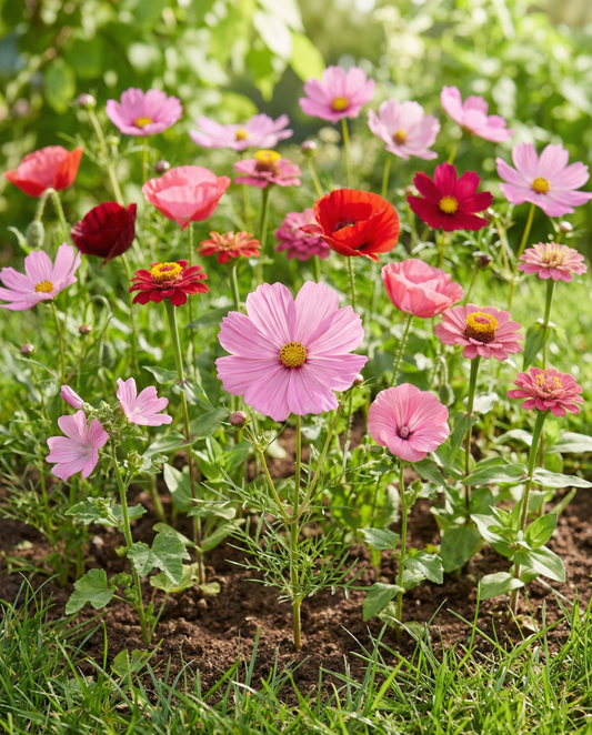Summerflowers Pink Red Garden Mix Seeds Annual Flower Blend