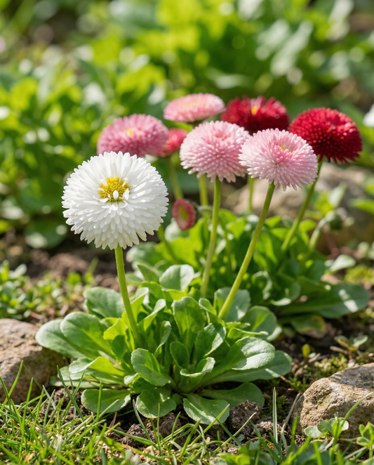 Daisy Seeds Bellis Perennis Mixed Biennial Flowers Pomponette