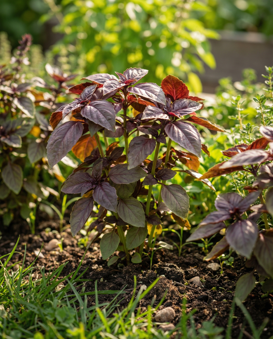 Sweet Basil Red Lizzy Seeds Ocimum Basilicum Annual Herb