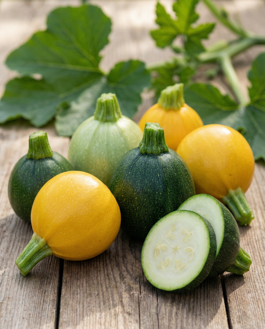 Round Zucchini Seeds Cucurbita Pepo F1 Mix Annual Mixed Colours