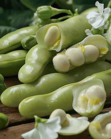 Bønnene Threefold White frø (Vicia faba) – ettårig grønnsak