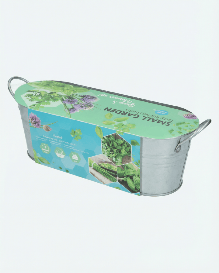 Kitchen Herb Seeds Basil Chives Parsley Set With Galvanized Tub Soil