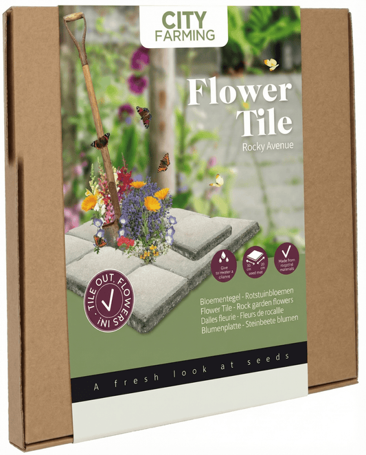 Rock Garden Flower Seeds Tile Kit With Coco Tablet Jute Mat