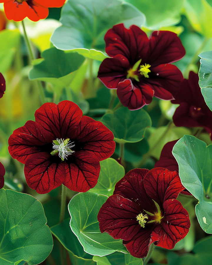 Nasturtium Black Velvet Seeds Tropaeolum Majus Dark Red Flowers