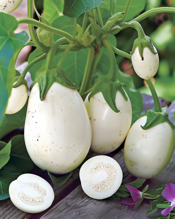 White Eggplant Seeds Solanum Melongena Decorative Aubergine