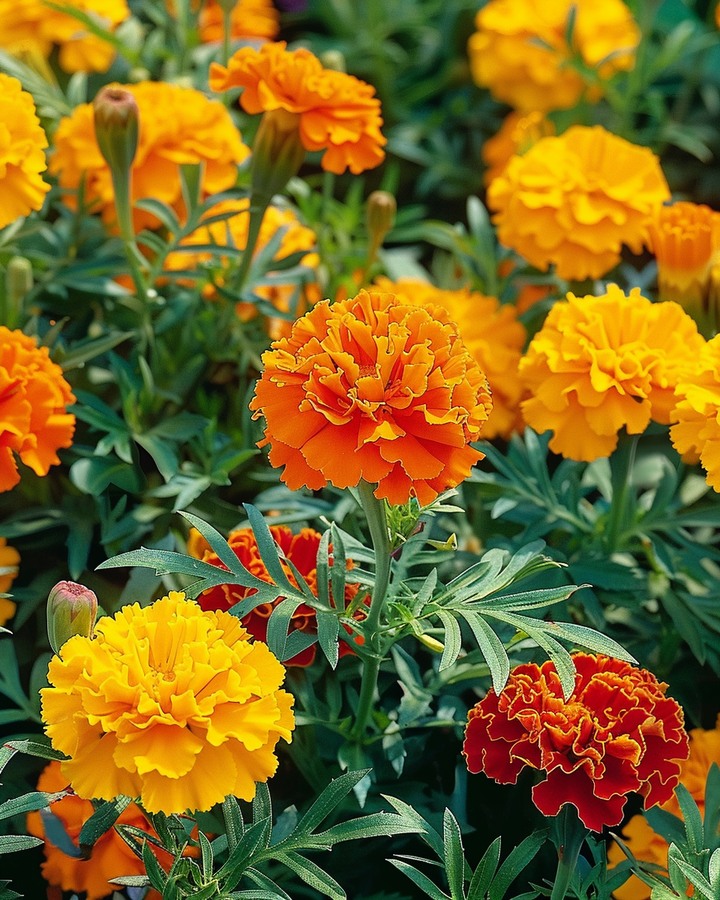 French Marigold Seeds Tagetes Patula Nana Bonita Compact Bloom