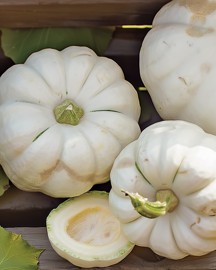 Patisson Custard White Seeds Cucurbita Pepo Round Scallop Squash