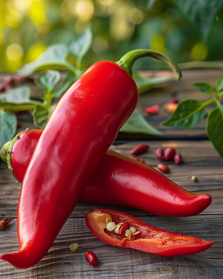 Red Horn Pepper Seeds Capsicum Annuum Long Sweet Red Fruits