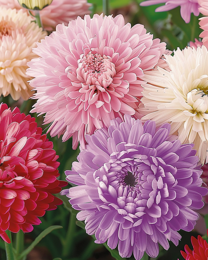 Summer Aster Seeds Callistephus Chinensis Queen Of The Halls Mixed