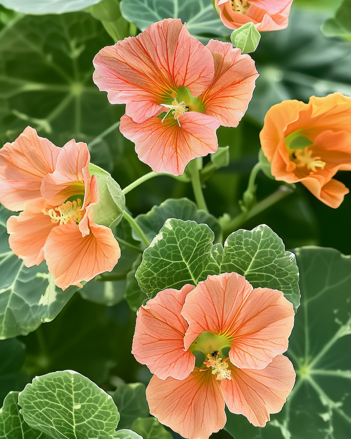 Nasturtium Alaska Salmon Seeds Tropaeolum Majus Nanum Flower