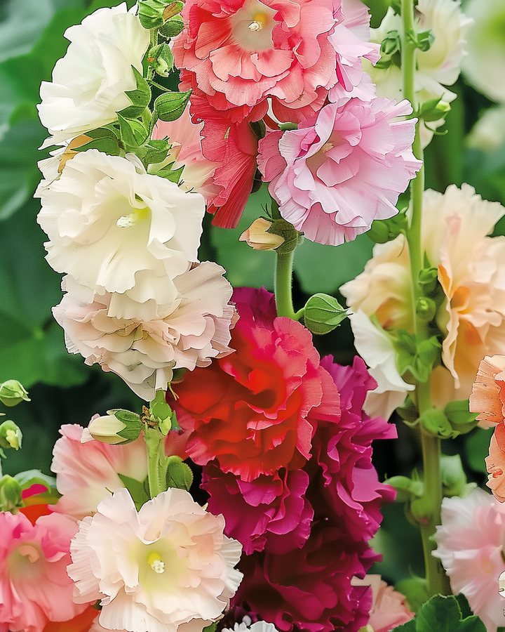 Alcea Double-flowered Hollyhock Seeds Alcea Rosea Mixed Colors