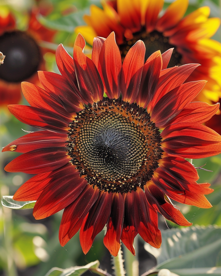 Sunflower Evening Sun Seeds Helianthus Annuus Large Reddish Flowers
