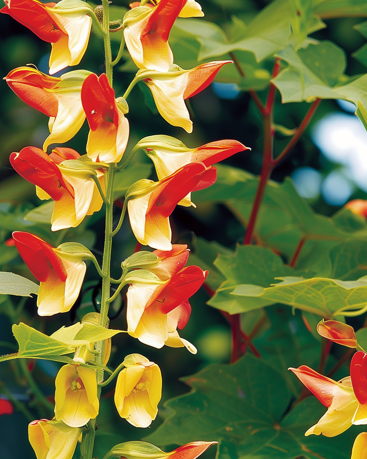 Mina Lobata Seeds Quamoclit Bicolored Scarlet Yellow Flowers