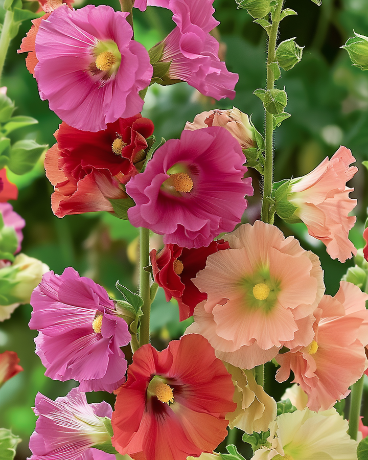 Hollyhock Seeds Alcea Rosea Antwerp Stars Mix Flowers