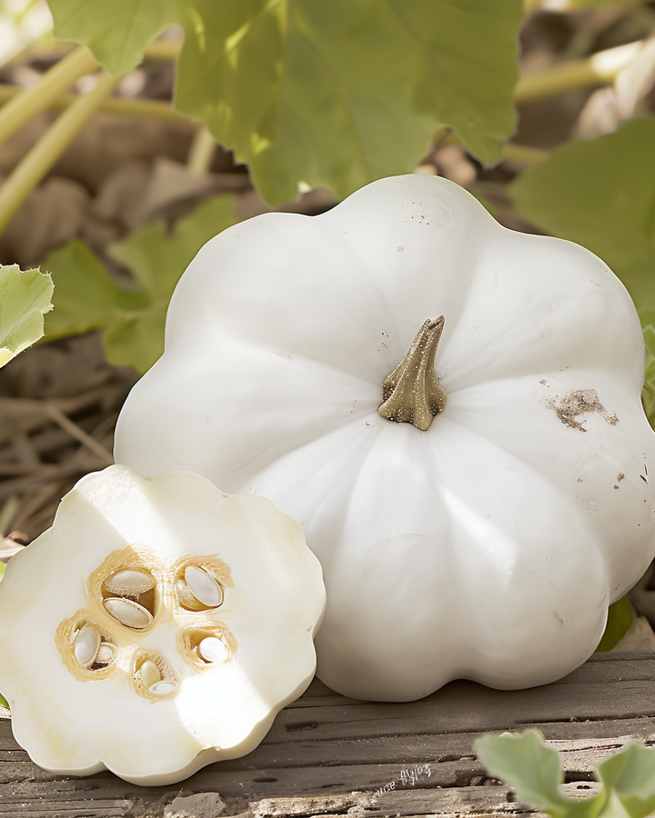 White Pattypan Squash Seeds Cucurbita Pepo Custard Variety