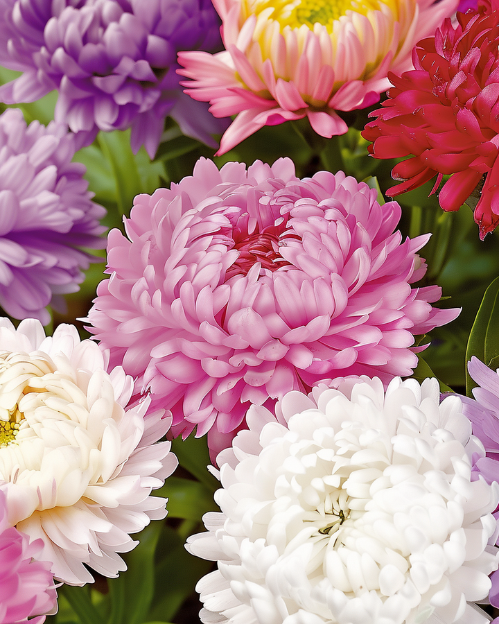 Summer Aster Seeds Callistephus Chinensis Peony Flowered Mixed