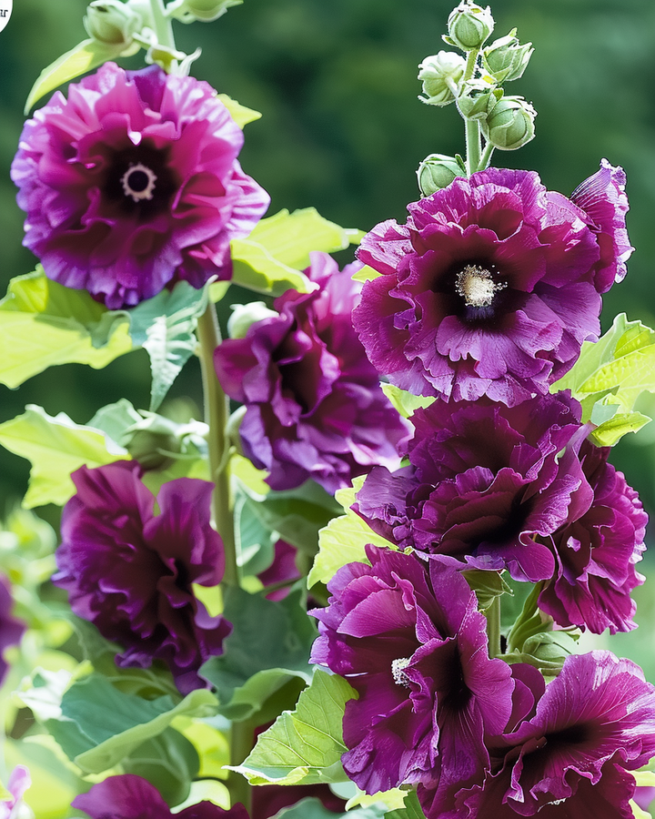 Chater's Deep Purple Hollyhock Alcea Rosea Seeds Double Flowers