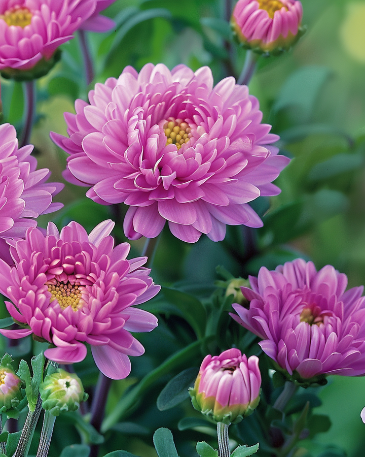 Summer Aster Bambina Rose Seeds Callistephus Chinensis Pink Flowers