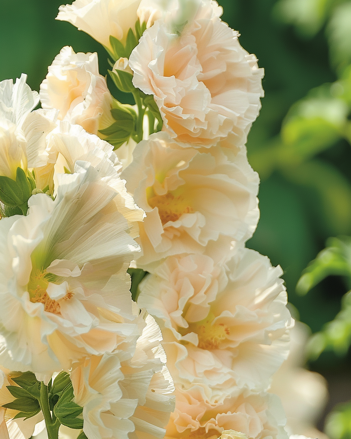 Althaea Majorette Champagne Seeds Alcea Rosea Double Flowers