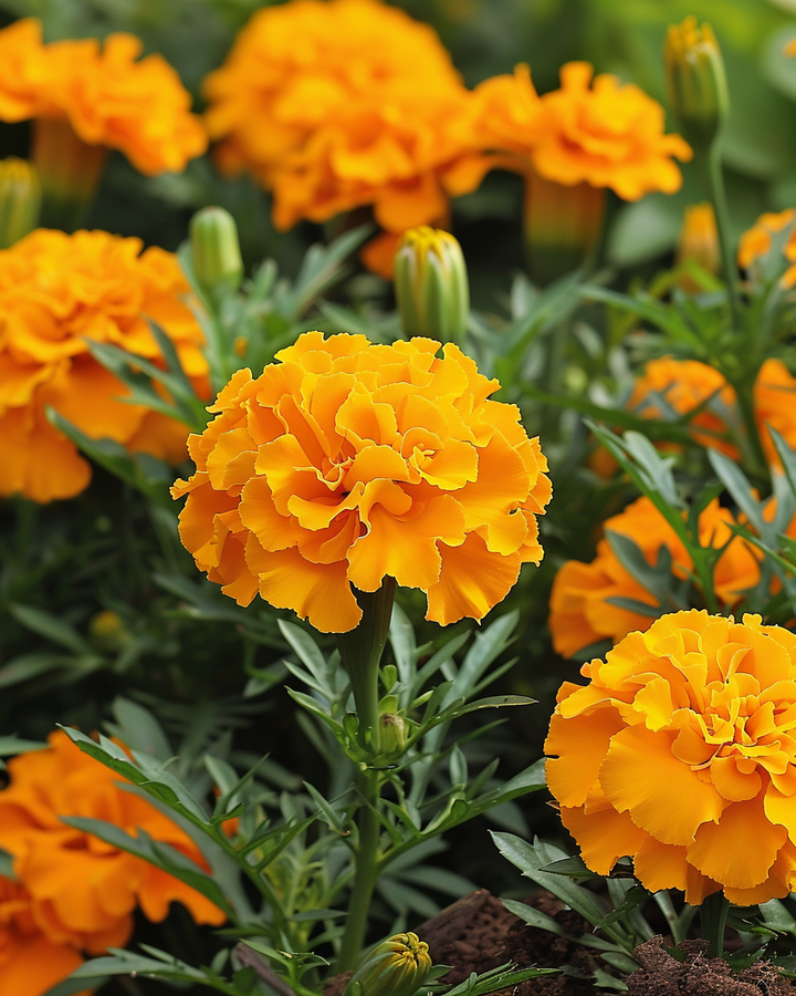 Dwarf African Marigold Seeds Tagetes Patula Nana Petite Orange