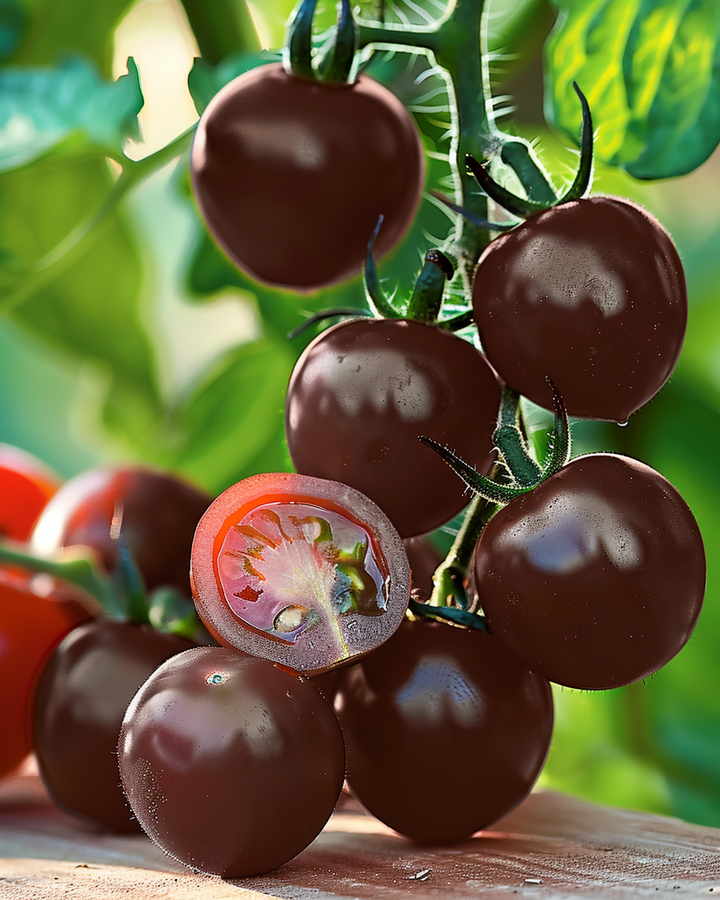Black Cherry Tomato Seeds Solanum Lycopersicum Sweet Dark Cherry Variety