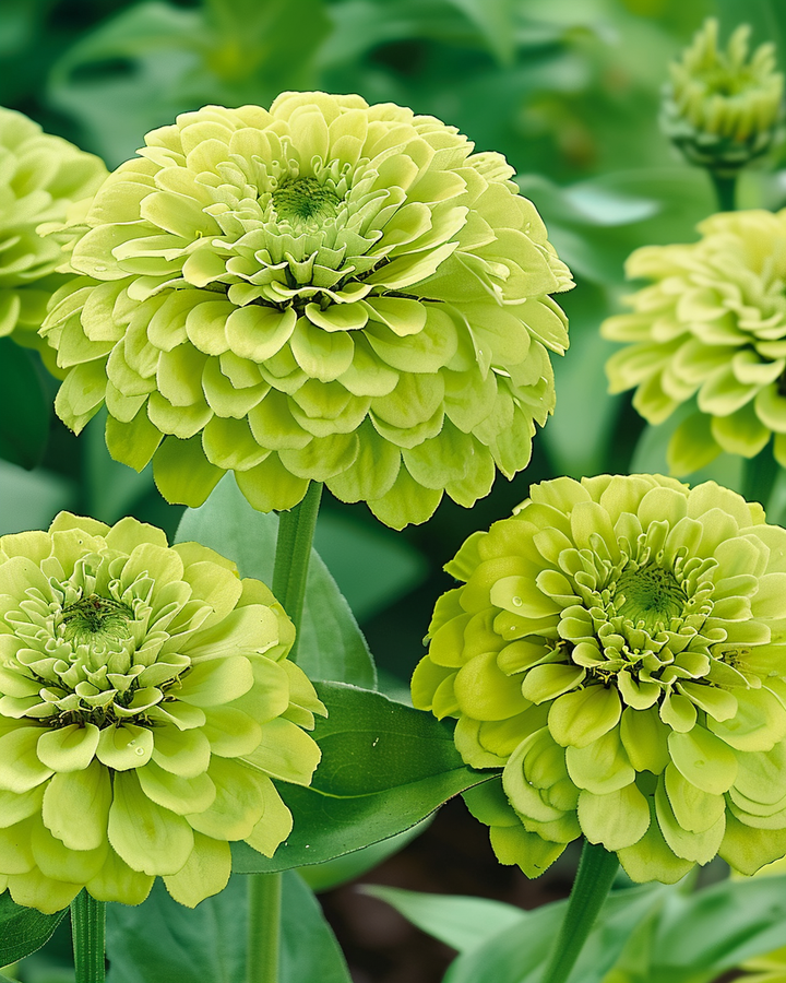 Zinnia Dahlia-flowered Envy Seeds Zinnia Elegans Lime Green Flowers