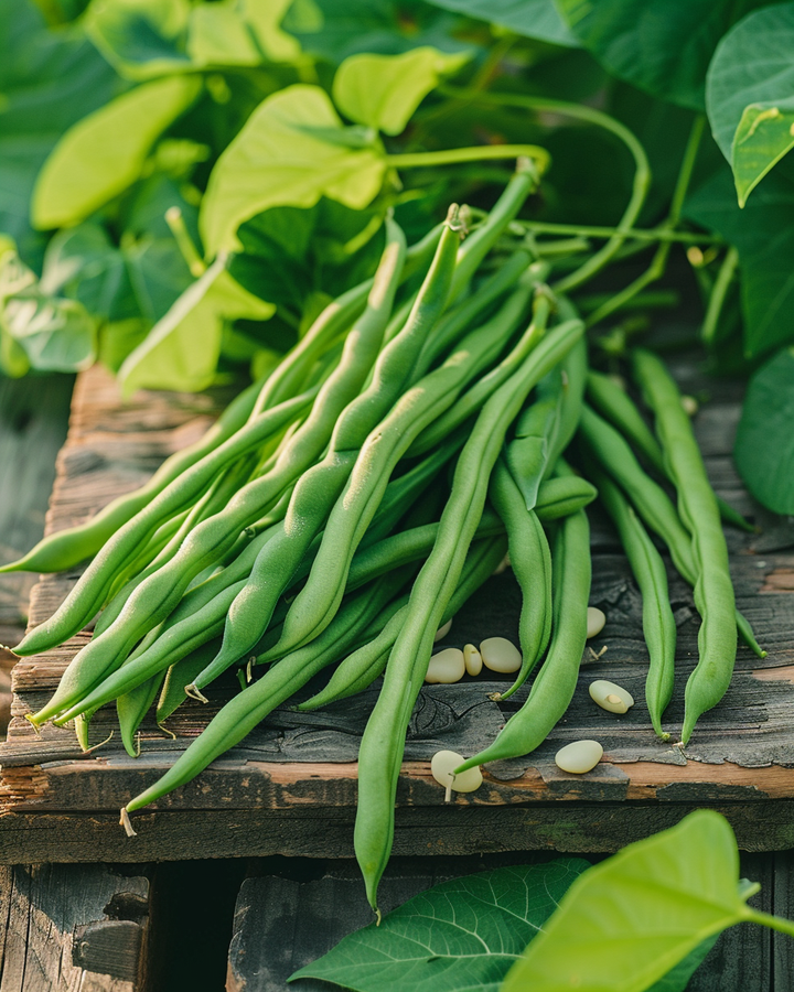 Organic Pole Bean Seeds Phaseolus Vulgaris Compass Variety