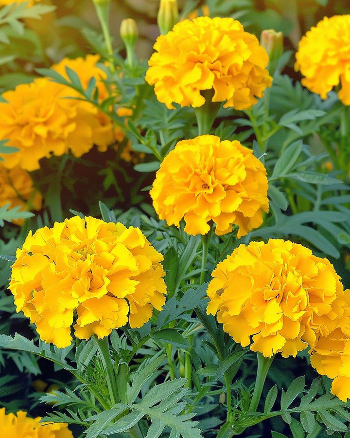 African Marigold Seeds Tagetes Patula Nana Petite Yellow